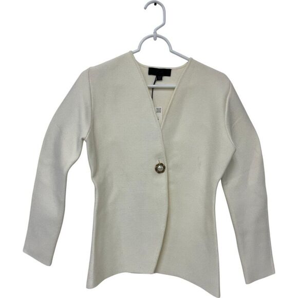 Zara Womens Sweater Size M Ivory Smooth Knit Cardigan Vneck Casual 4192/005 NWT - Picture 2 of 13